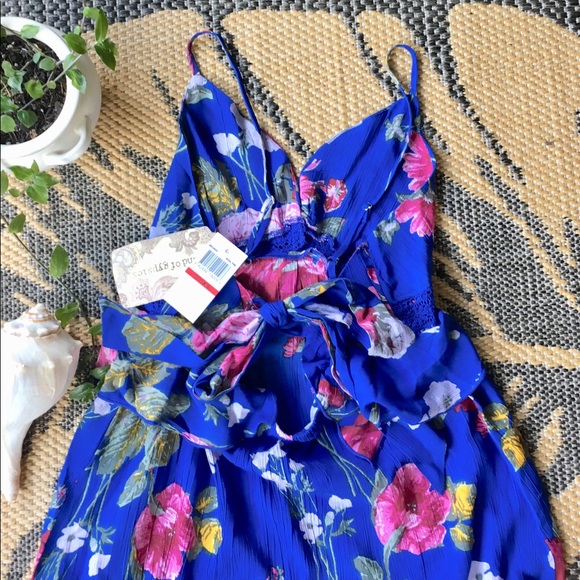 Band of Gypsies chloe blue floral ruffle dress, XS - Picture 5 of 7